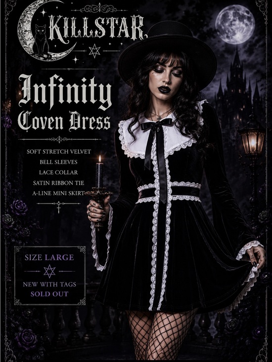 Killstar Dresses & Skirts - Killstar Infinity Coven Mini Dress in Black and White - Large